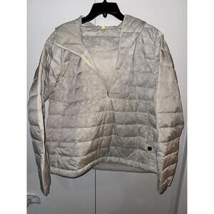 Lululemon Unisex Muslin White Hooded Puffer Jacket M 1/4 zip Goose Down active